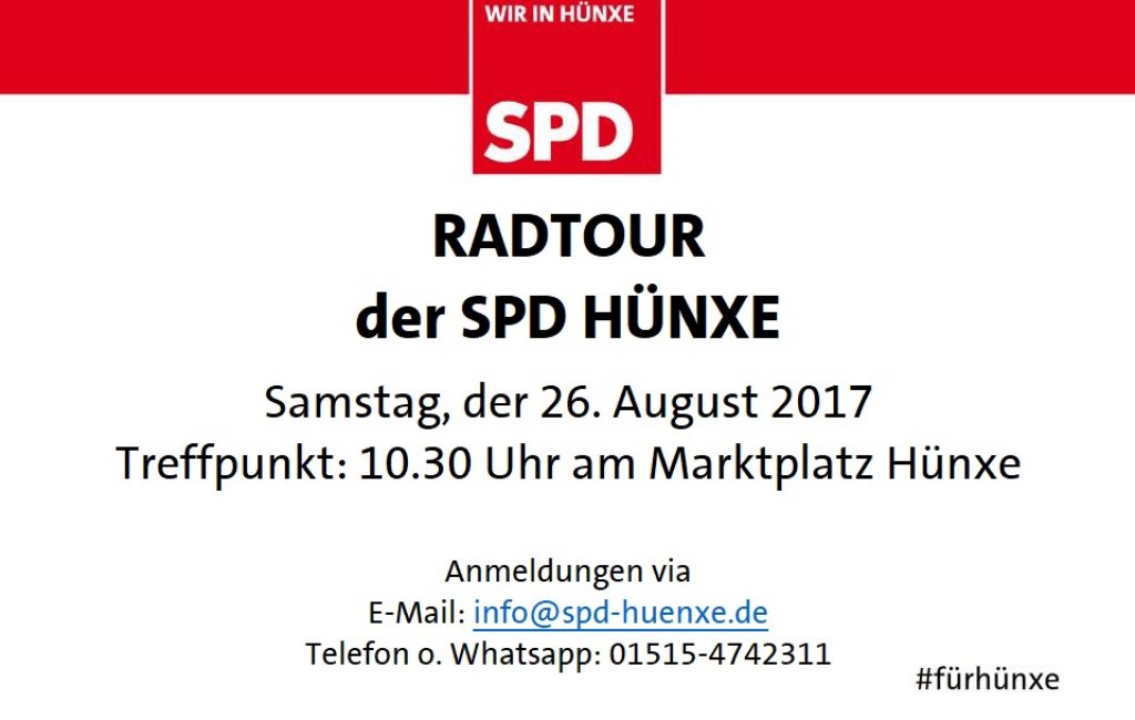 „Die Gemeinde erkunden“: SPD Hünxe lädt zur Radtour ein | 26. August, 10.30 Uhr