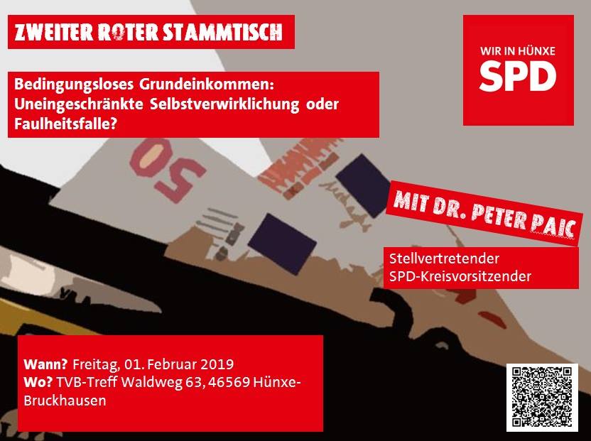 Roter Stammtisch zum bedingungslosen Grundeinkommen: Uneingeschränkte Selbstverwirklichung oder Faulheitsfalle?