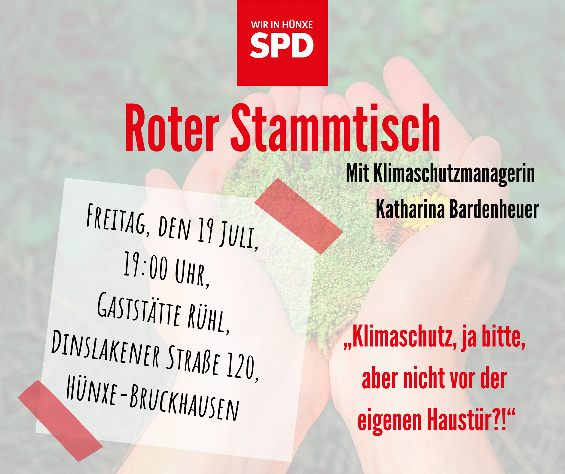 „Klimaschutz, ja bitte – aber nicht vor der eigenen Haustür!?“ – Roter Stammtisch am 19. Juli 2019